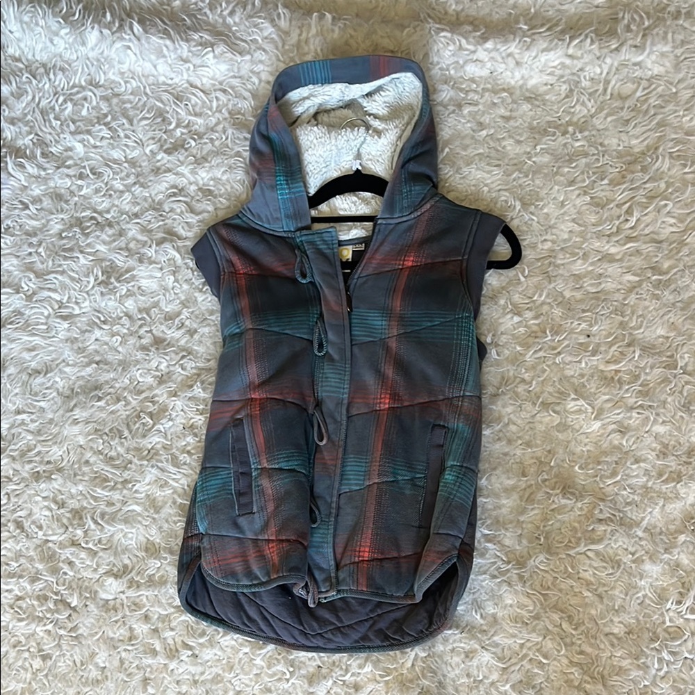 Roxy Plaid Hooded Vest with fleece Lining 1